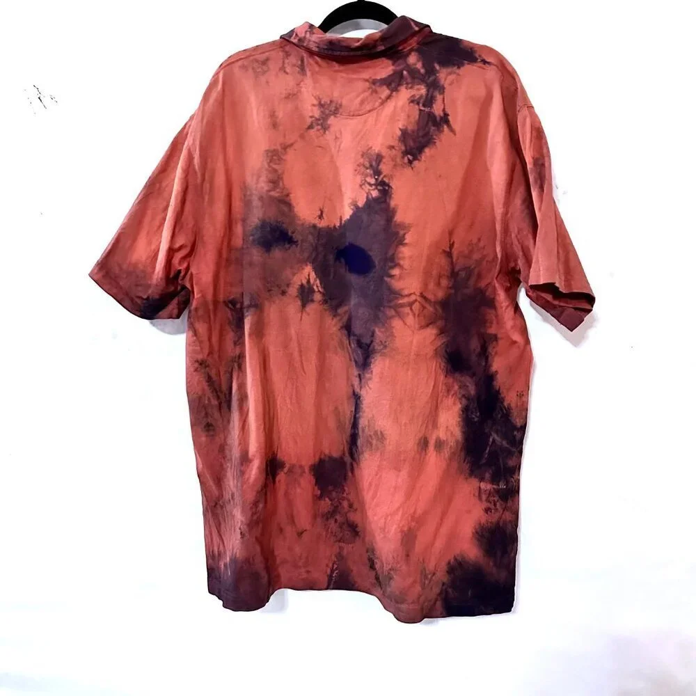 Duluth Tie Dye Brown Blue Orange Tee Shirt Size XL Extra Large Polo Cotton